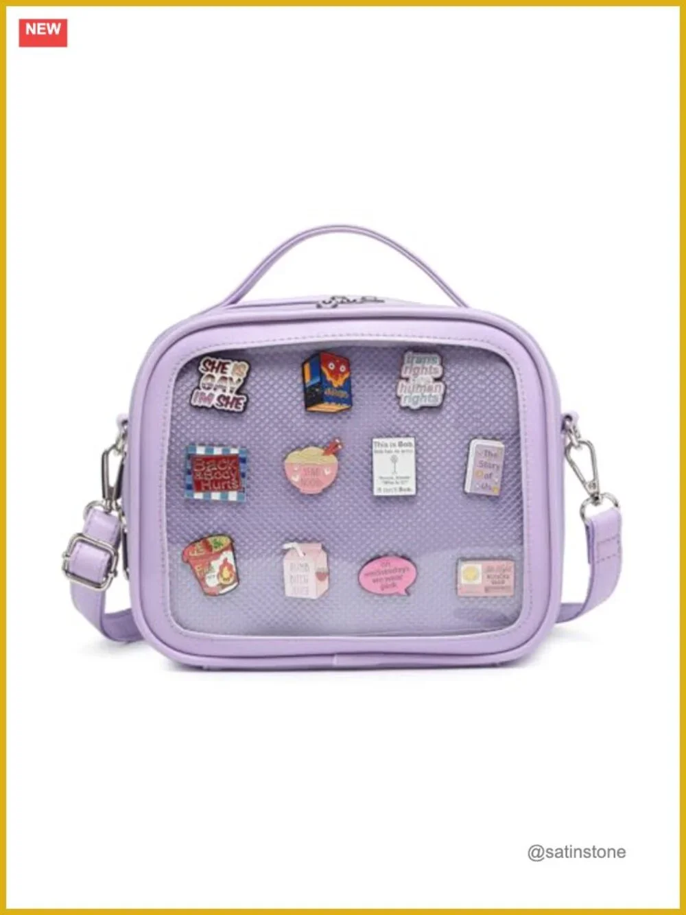ITA Bag Crossbody Messenger Bag with Clear Window for Pins and Badges